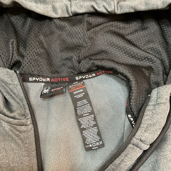 Spyder Mens Gray Active ProW=B Long Sleeve Quarter-Zip Pullover Hoodie Size M - Picture 6 of 9